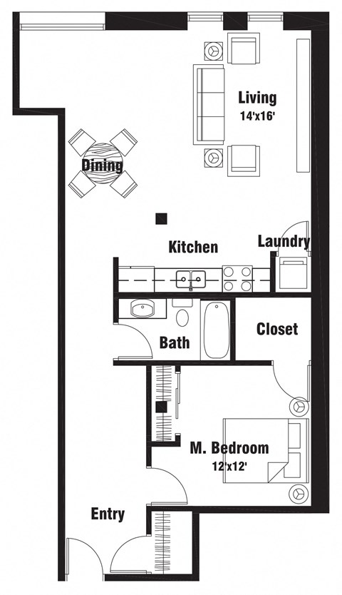 A10 Floor Plan at Riverpoint Lofts, Des Moines, IA 50309  